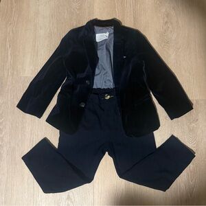 Zara Navy and Gray Velvet Blazer